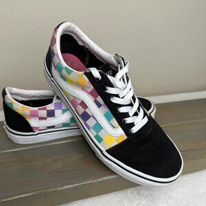 Vans Multicolor Checkered Old Skool Sneakers Women’s Size 9.5